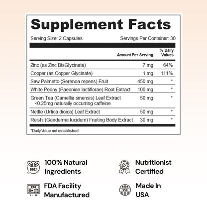 AndroEase Plus supplement facts label — dosage and ingredient breakdown for PCOS hormonal support
